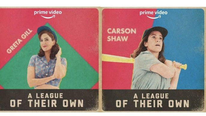 A League of Their Own show official cast photos D’Arcy Carden as Greta, Abbi Jacobson as Carson