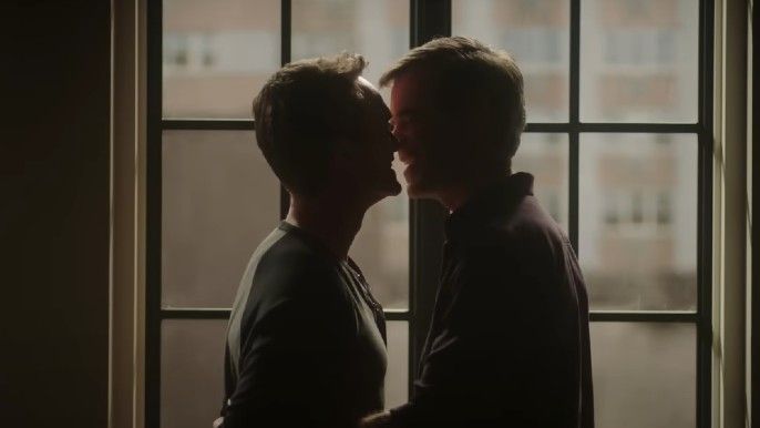 Uncoupled neil patrick harris as michael and tuc watkins as colin kissing against window