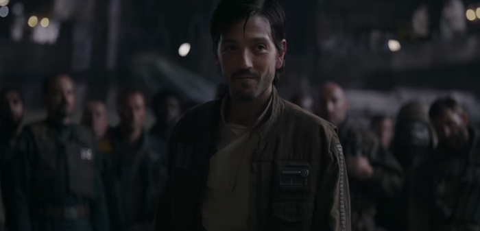 Andor Season 1 Diego Luna as Cassian Andor stands in front of Rebellion