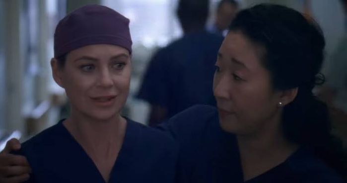 Meredith Grey (Ellen Pompeo) and Cristina Yang (Sandra Oh) in 'Grey's Anatomy'