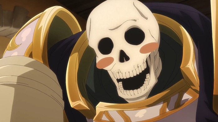 Arc drinking in Skeleton Knight in Another World Episode 2