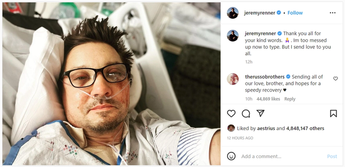 Jeremy Renner Instagram update