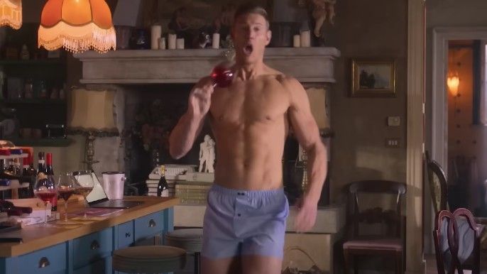 shirtless Tom Hopper as Charlie Fletcher in Love in the Villa