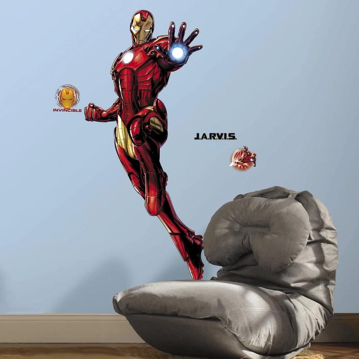 RoomMates RMK3172GM Marvel Iron Man Peel and Stick Giant Wall Decals With Glow in the Dark