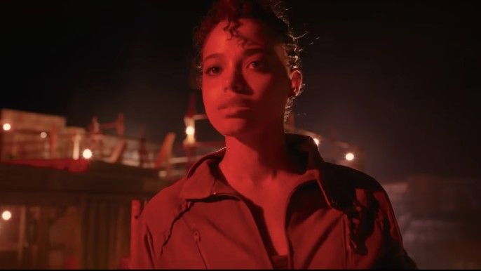 Resident Evil Season 1 Ella Balinska as Jade Wesker in red light