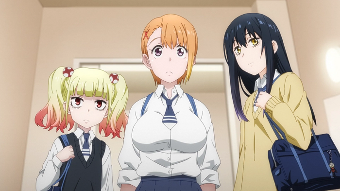 Yulia, Hana, and Miko in Mieruko-chan Episode 12.
