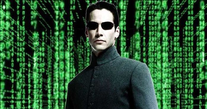 Keanu Reeves as Neo in The Matrix.