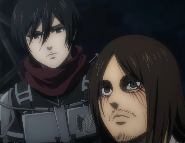 Eren and Mikasa in Attack on Titan Season 4