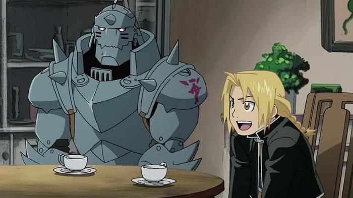 Alphonse and Edward Elric in Fullmetal Alchemist: Brotherhood.
