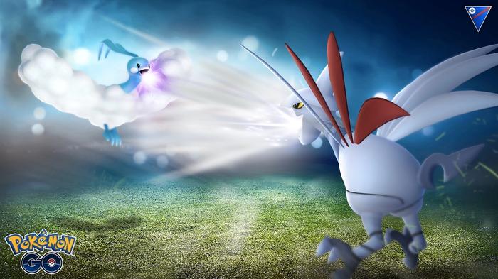 Image of Skarmory and Altaria battling in Pokémon GO.
