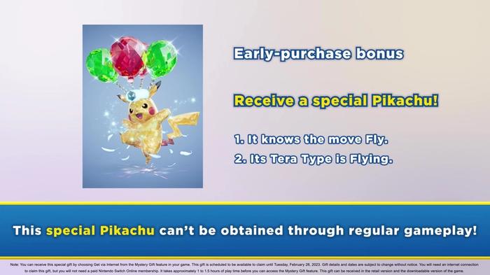 Image of the special Pikachu pre order bonus in Pokémon Scarlet and Violet.
