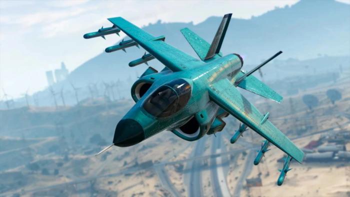 A promo screenshot of a jet in GTA Online.
