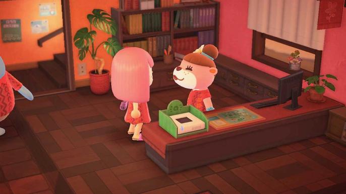 Animal Crossing New Horizons Happy Home Paradise. Paradise Planning office, the player is speaking to Lottie after unlocking Nook Shopping Catalogue.