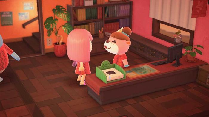 Animal Crossing New Horizons Happy Home Paradise. Paradise Planning office, the player is speaking to Lottie after unlocking Nook Shopping Catalogue.