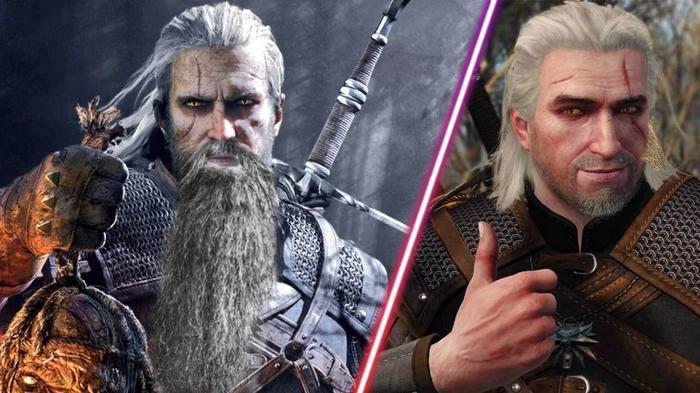 The Witcher 3's Geralt of Rivia with a long beard.