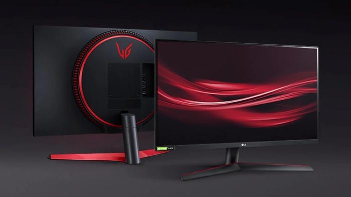 Best gift ideas for gamers - LG product image of a black and red monitor with red lines on the display.