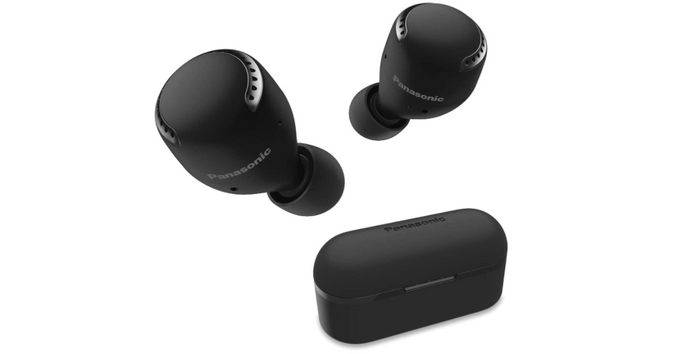 best wireless earbuds under 100, product image of black wireless earbuds with charging case