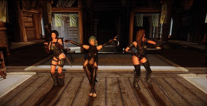 An image of some dancing in Skyrim.