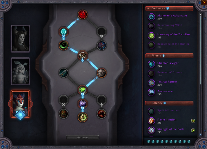 The soulbind page is where you can select what conduits you can use