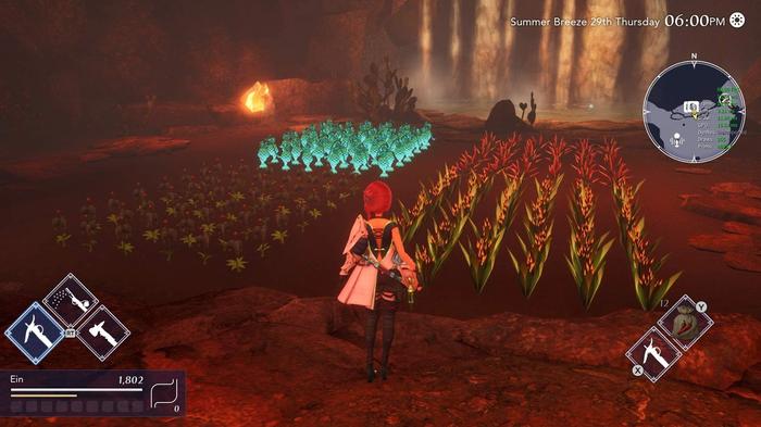 Crops growing in a cave in Harvestella.