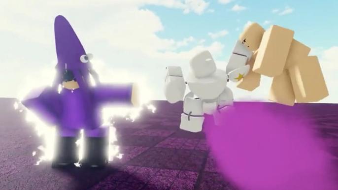 Image of three Roblox characters fighting.