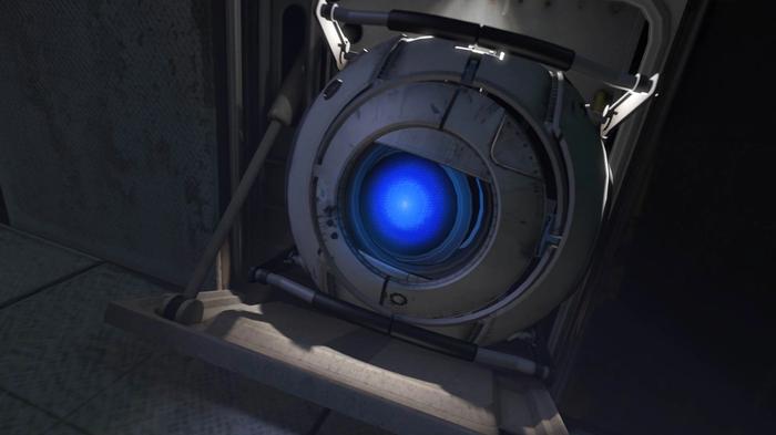 A close of up Wheatley, a NPC in Portal 2.