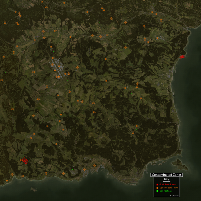 All DayZ Toxic Zone Map Locations on Chernarus and Livonia