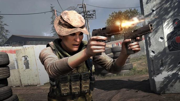 Image showing Warzone player firing akimbo pistols