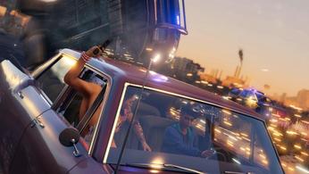 Image of two gang members shooting out of a car in Saints Row.