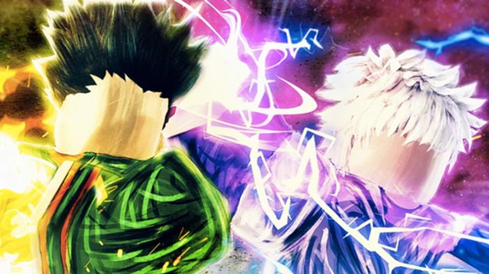 Image of two superpowered Roblox characters in Nen Fighting Simulator.