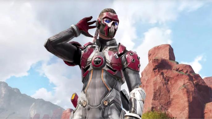 Image of the Fade Apex Legends character standing in front of a rock