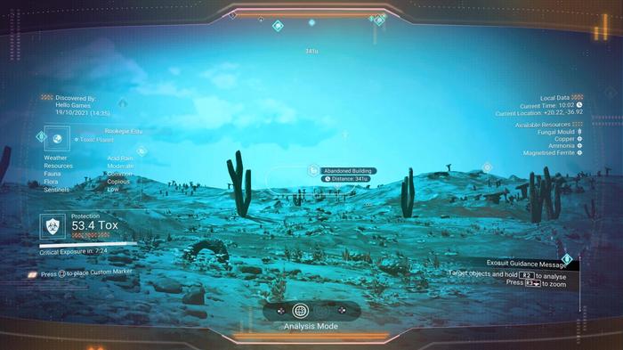 An abandoned Building is shown on the analysis visor in No Man's Sky