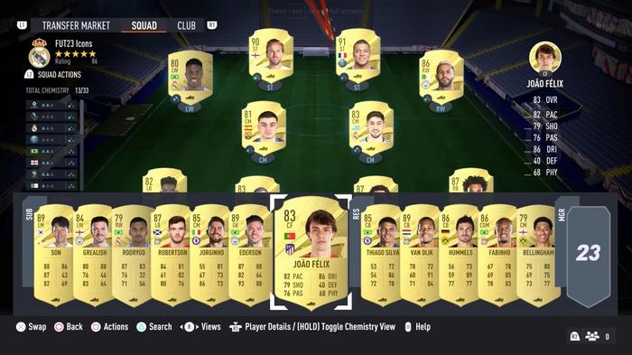 Image of an Ultimate Team in FIFA 23.