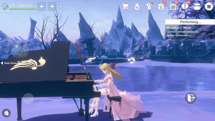 Image of a character playing the piano in The Legend of Neverland .