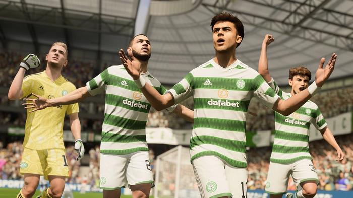 Image of Celtic players celebrating in FIFA 23.