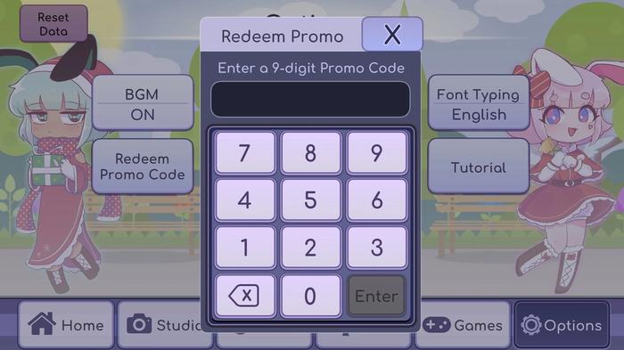 The Gacha Life code redemption screen in-game.