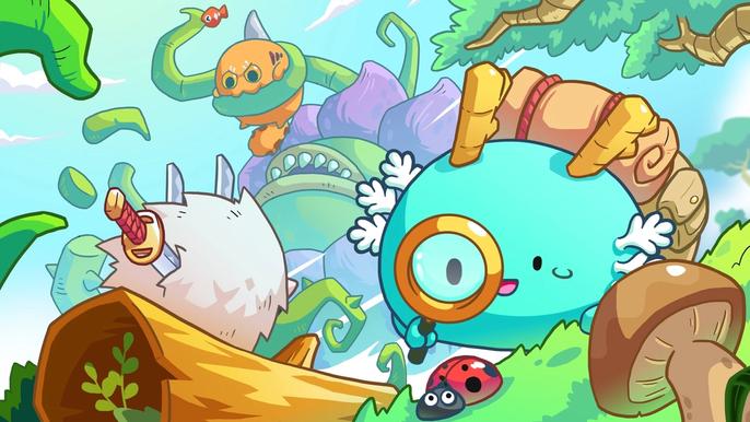 Axie Infinity NFT game character with magnifying glass