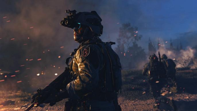 Image of Modern Warfare 2 soldier standing in front of smoke