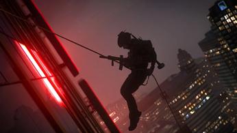 Image showing Modern Warfare 2 player scaling skyscraper in darkness