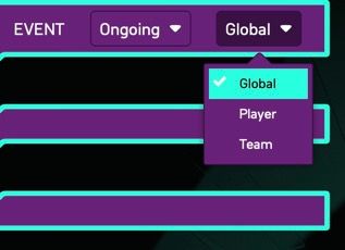 Rule box of the event showing who is impacted: global, team, or player.