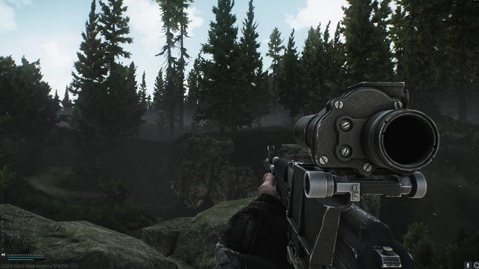A player holds a sniper on the Woods map in Escape From Tarkov.