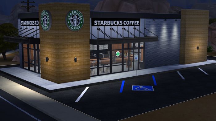 An image of Starbucks in The Sims 4.