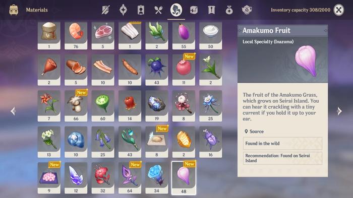 Amakumo Fruit in the inventory in Genshin Impact