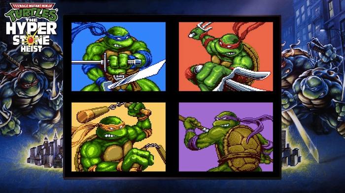Image of the four turtles in TMNT: The Hyperstone Heist.