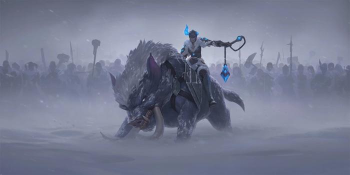 Sejuani in the snow, from Legends of Runeterra