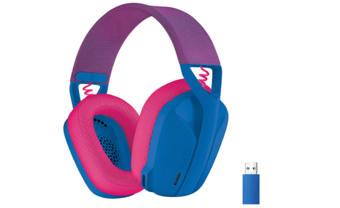 best ps5 headset lightweight, product image of a blue and pink gaming headset