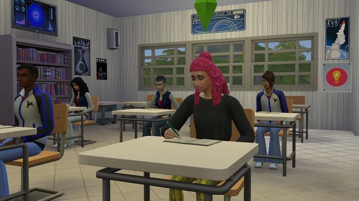 Sims 4 exams taking place in school