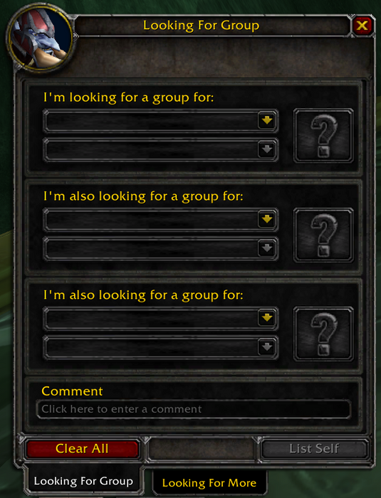 The Looking For Group Finder on the PTR that will be coming in Phase 2 of The Burning Crusade Classic