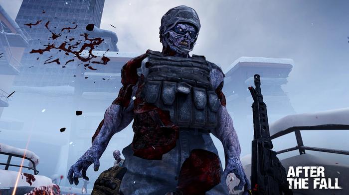 A Brute zombie stands over the player in Vertigo Games' After The Fall.