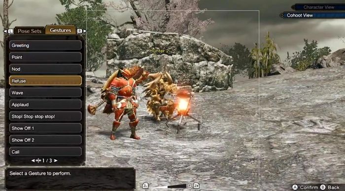 a screenshot showing photo mode in Monster Hunter Rise